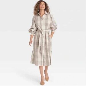 A New Day Gingham Button Front Dress - XL